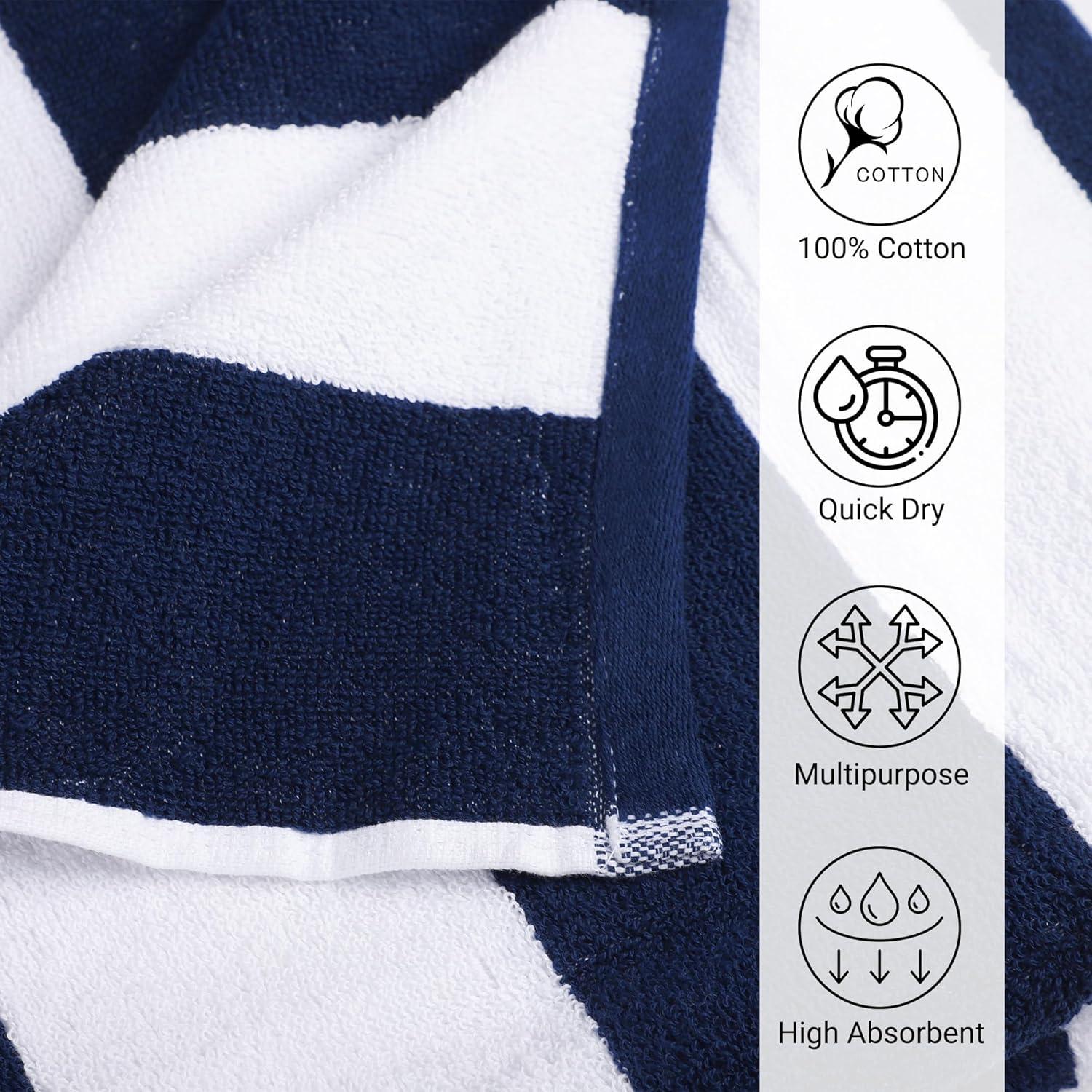 ArkwrightLLC Arkwright California Cabana 100% Cotton 30x70 Beach Towel (Pack of 4) (Set of 4)