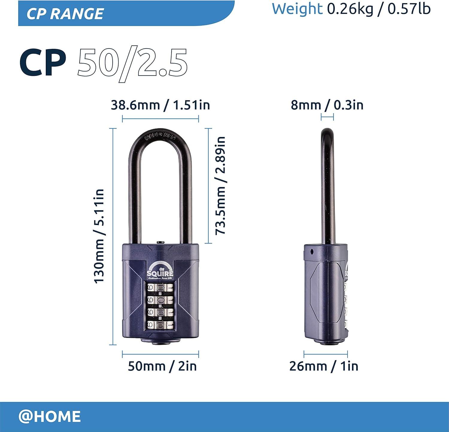Weathershield™ Long Shackle Combination Padlock | 5-Wheel | CP60/2.5