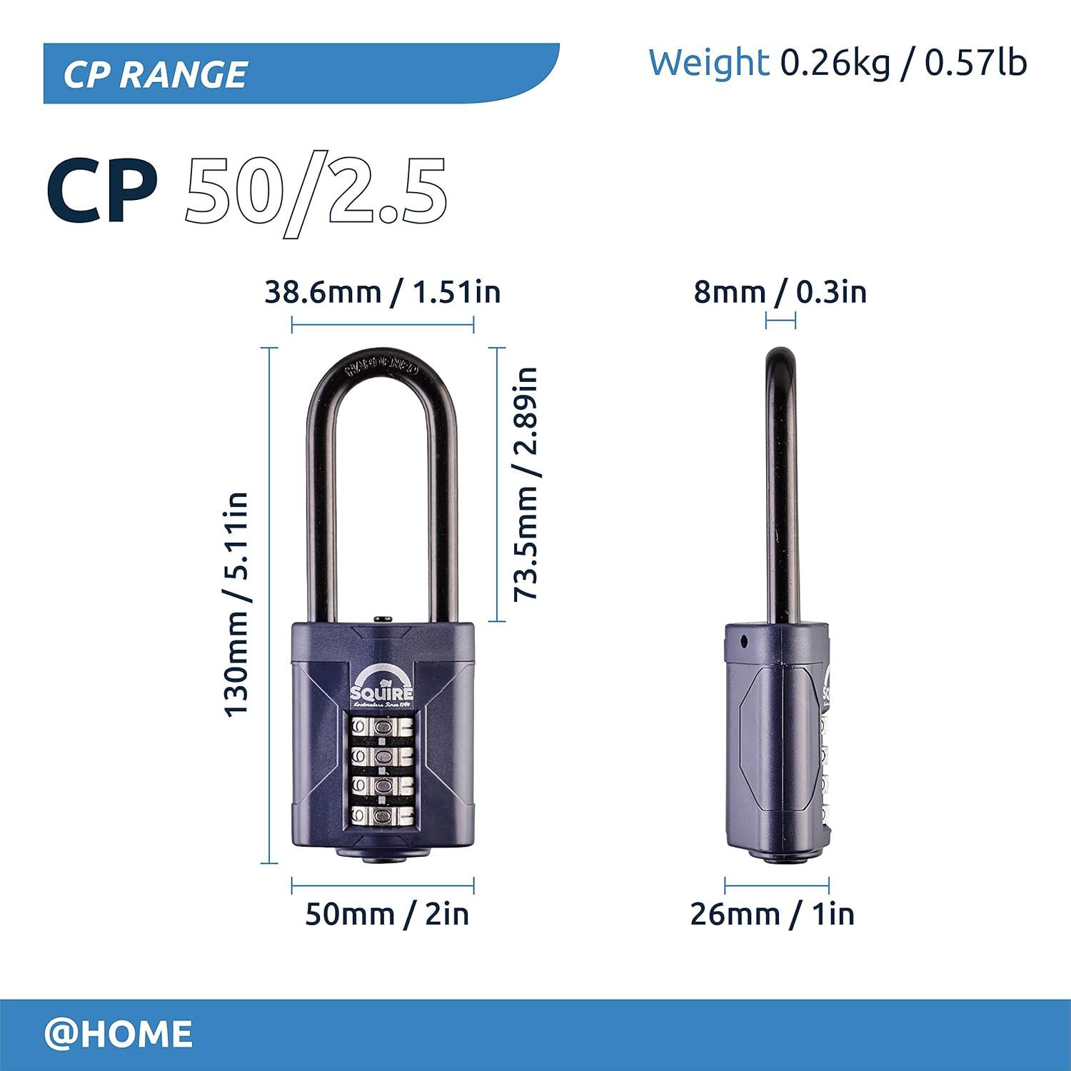 Weathershield™ Long Shackle Combination Padlock | 5-Wheel | CP60/2.5