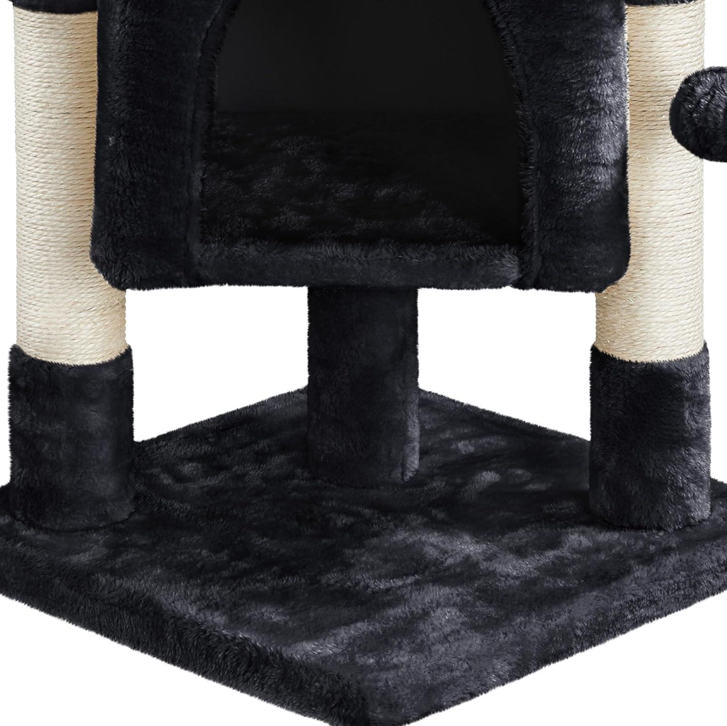 Yaheetech 23.5" Small Cat Tree Condo with Plush Perch - Black