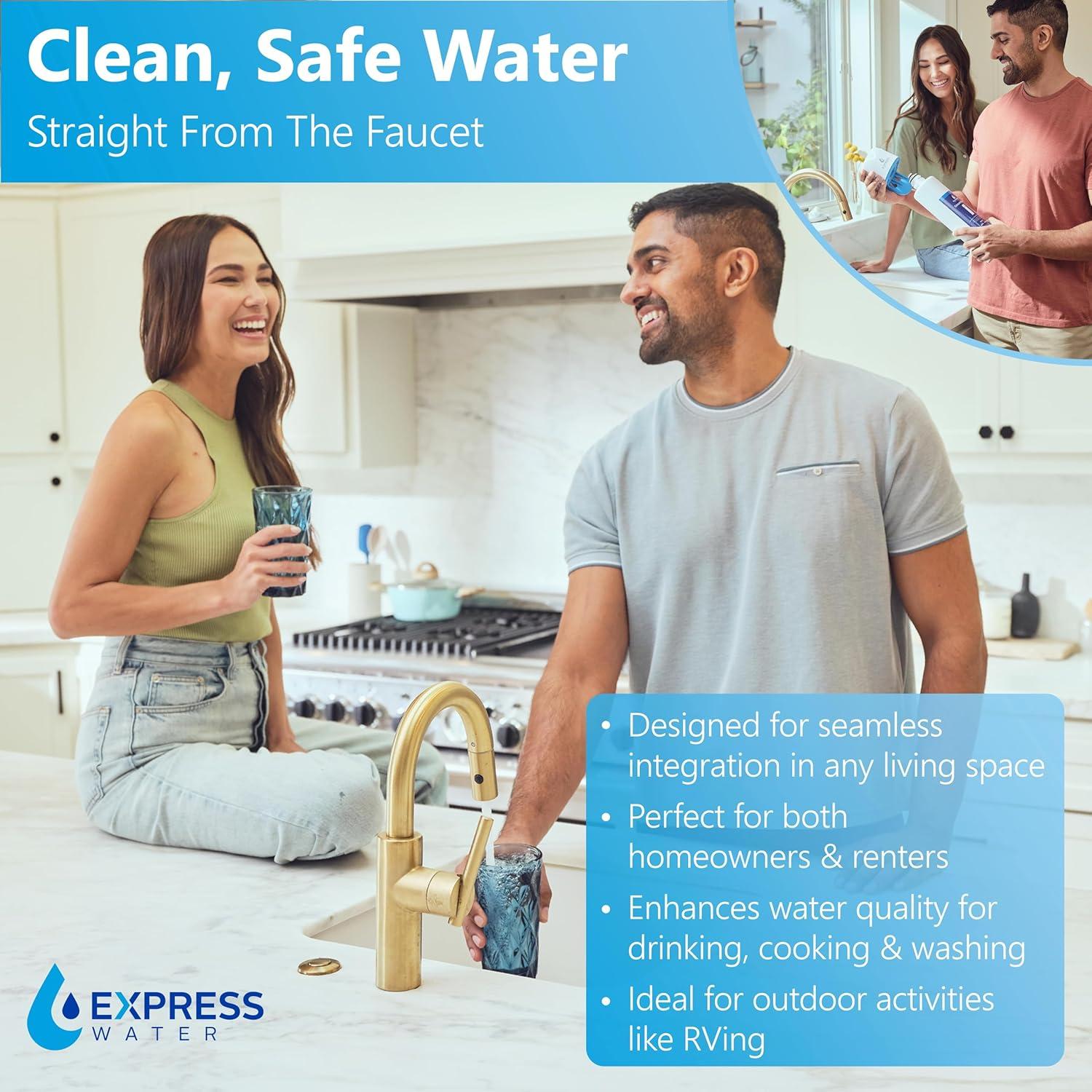 Express Water StreamLine USC001 Under Sink Water Filter System, Reduces PFAS, PFOA/PFOS, Lead, Chlorine, Under Counter Water Filter Direct Connect to Kitchen Faucet NSF/ANSI 42, 53, 372, 401 Certified