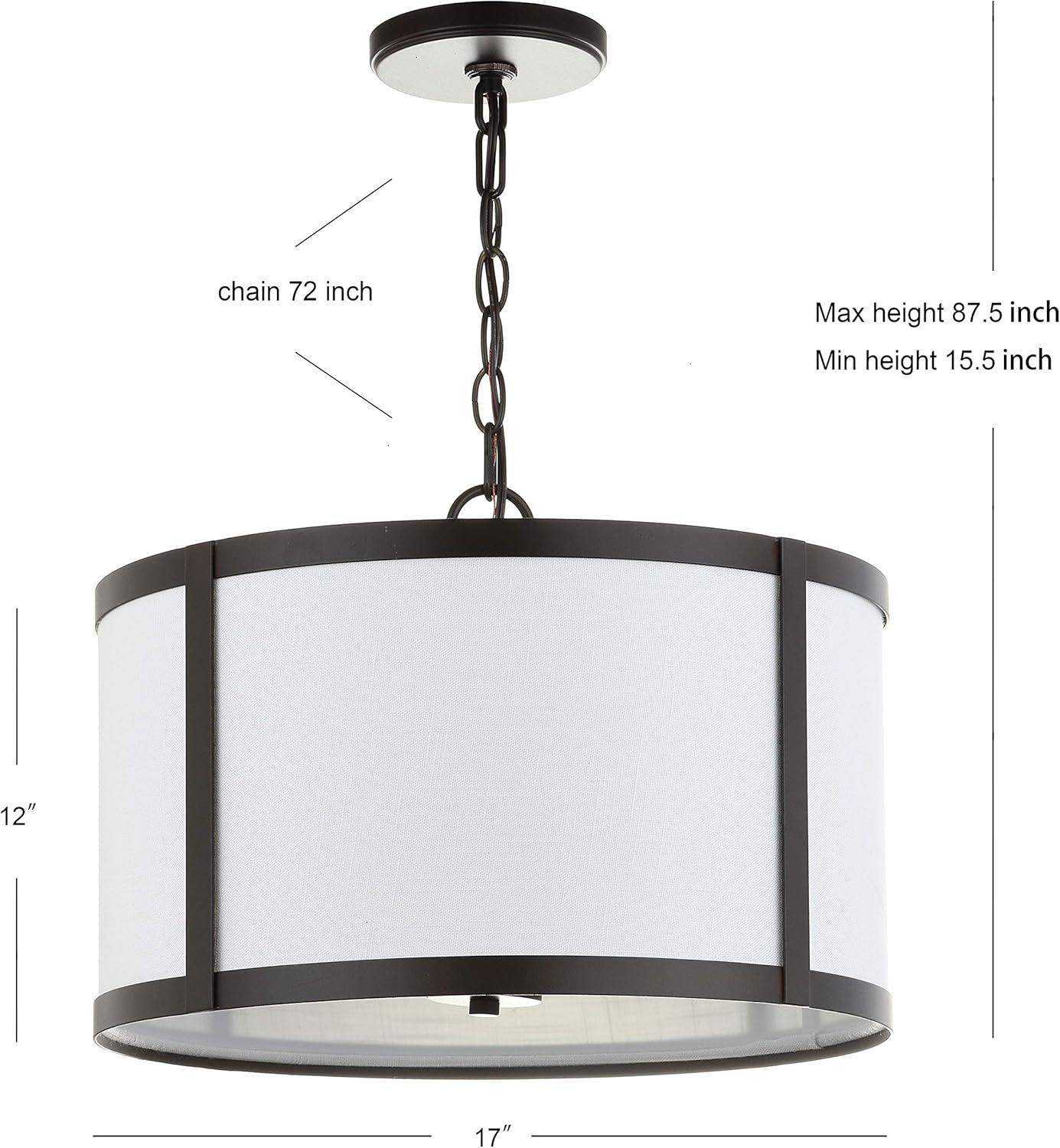 Thatcher 17" Metal LED Pendant Light, Oil Rubbed Bronze/White