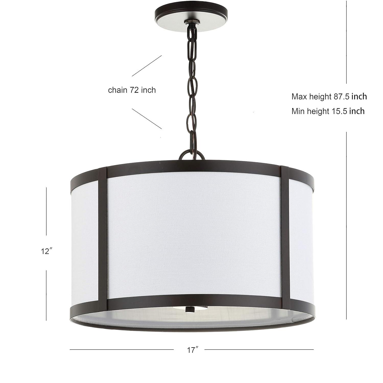 Thatcher 17" Metal LED Pendant Light, Oil Rubbed Bronze/White