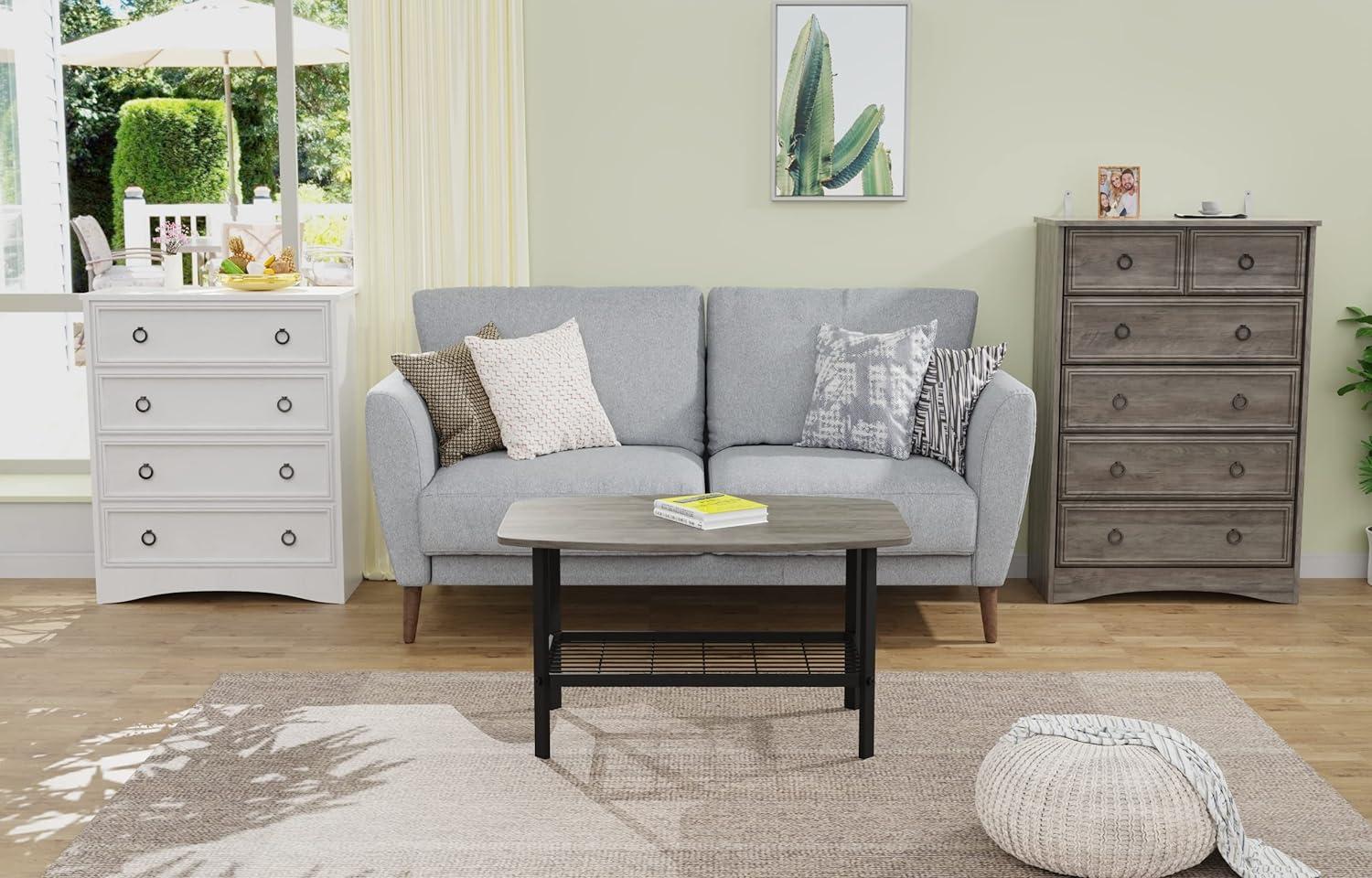 6 Drawer Dresser, Tall Wood Chest of Drawers Dressers for Bedroom, Living Room, Gray