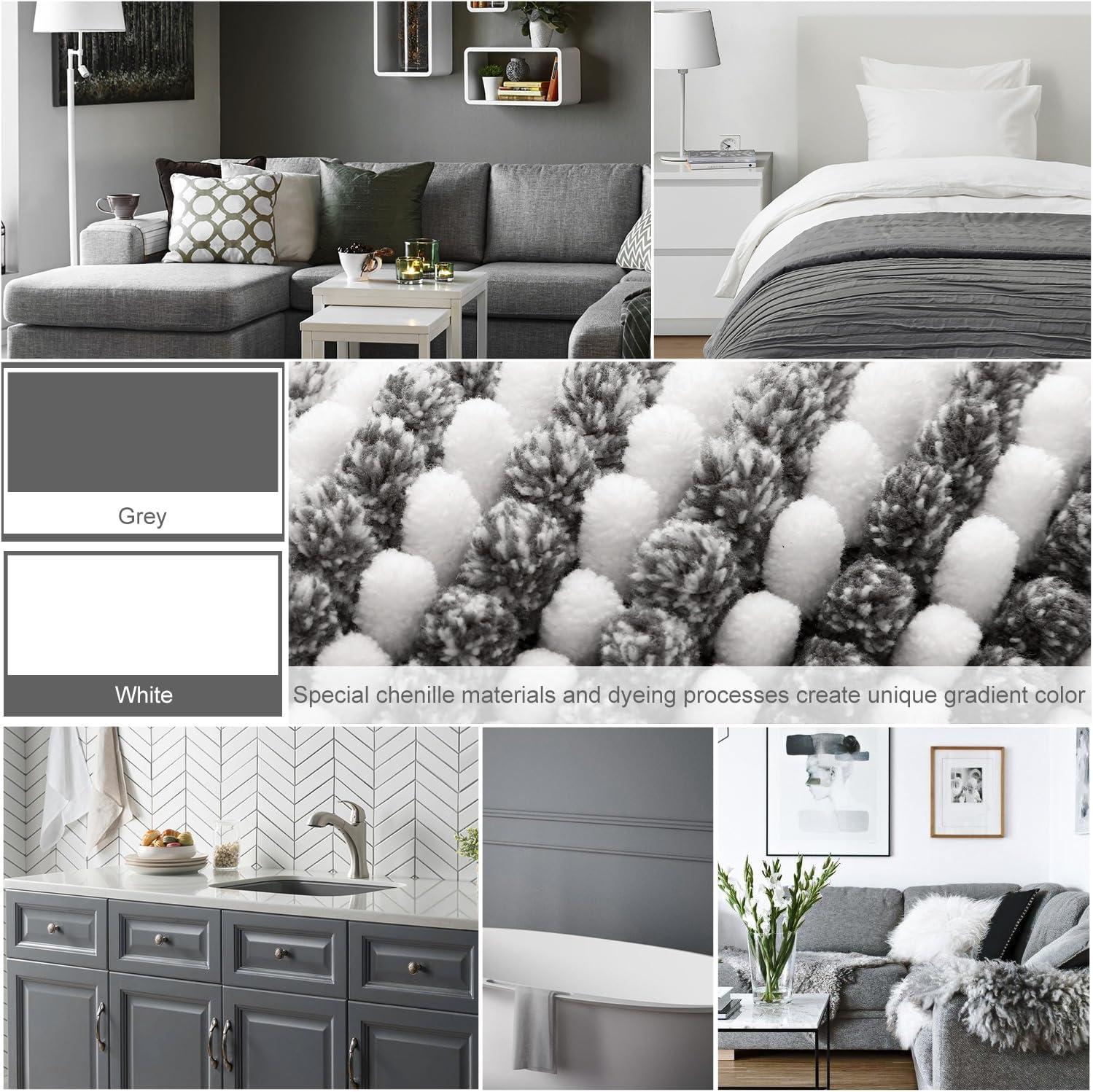 BSICPRO Bathroom Rugs and Mats Sets, 2 Piece Thick Absorbent Chenille Bath Mat Rug Set Non Slip, Soft Shaggy Bath Room Floor Mats for Bathroom, Machine Washable (20" x 47" Plus 16" x 24", Black)