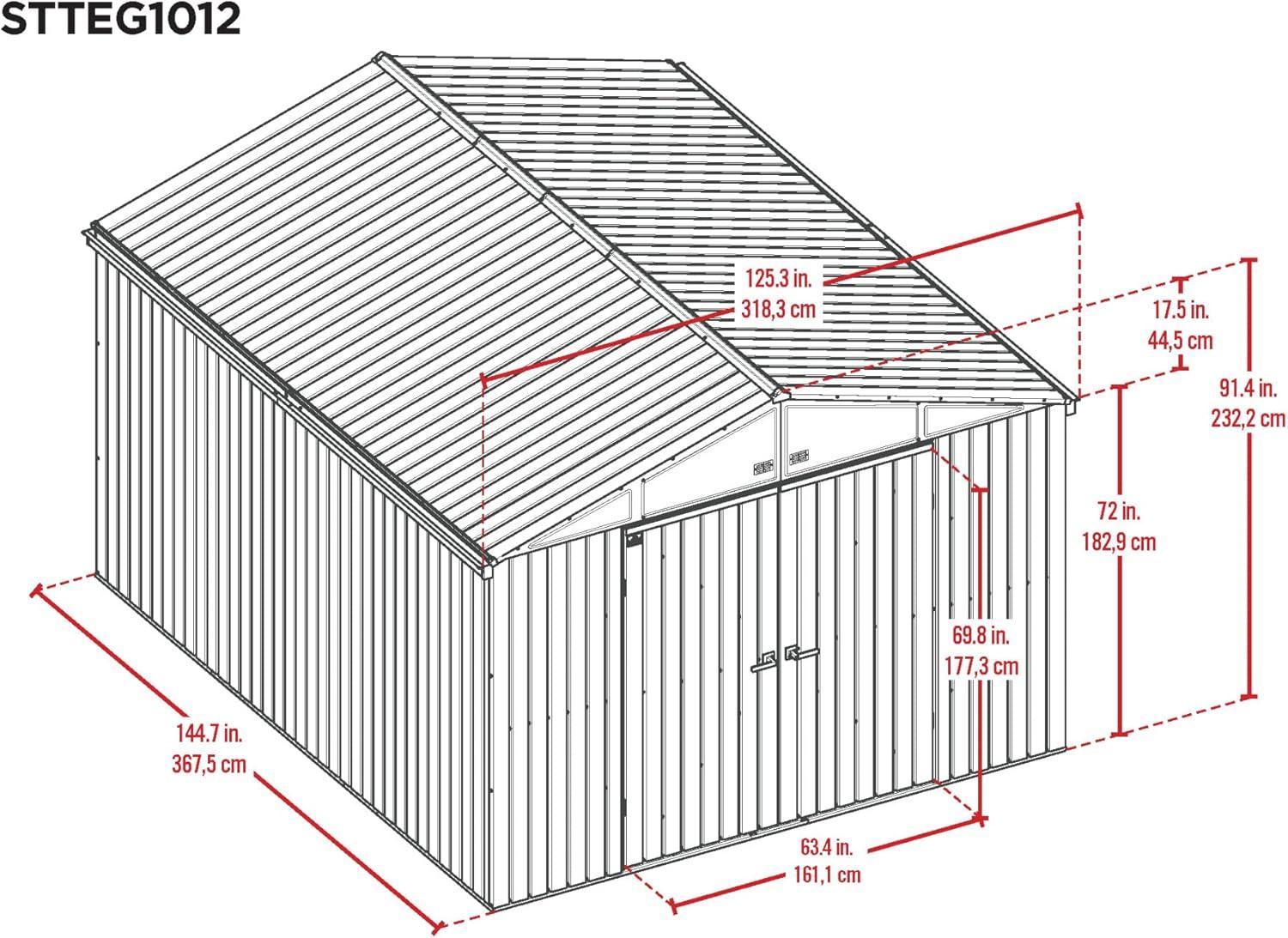 Arrow Scotts Lawn Care Storage Shed, 10x12, Green