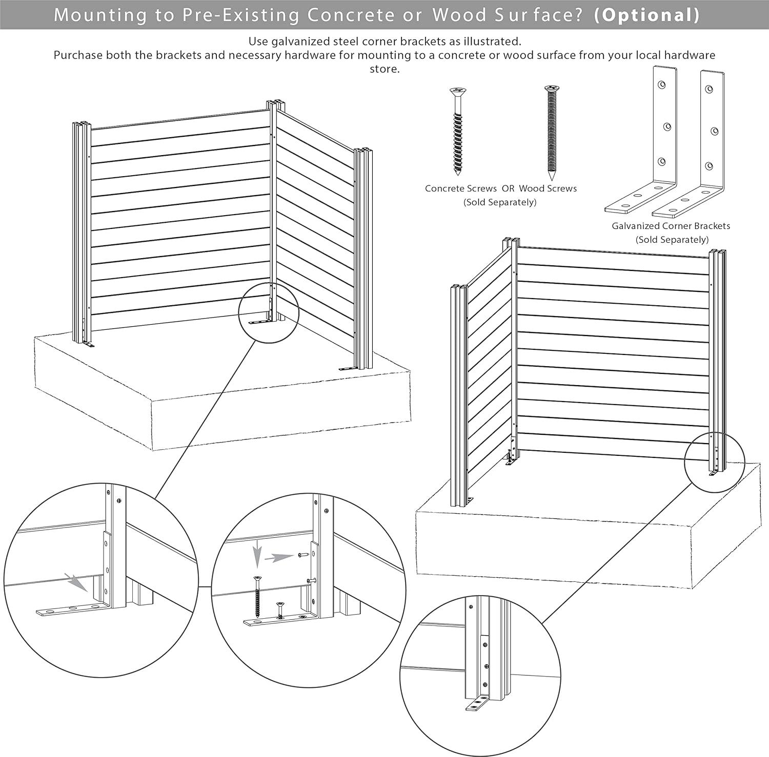 4ft x 4ft White Vinyl No-Dig Privacy Fence Panels