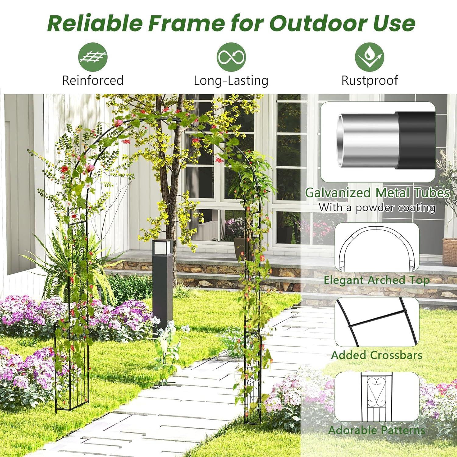 Blooming Garden Arch Pergola. 7.9Ft Metal Gazebo Pergola