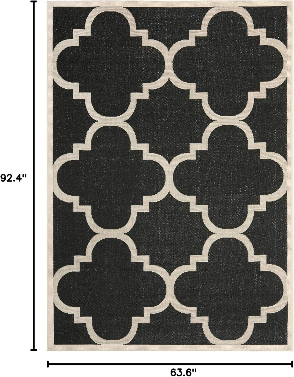 Courtyard CY6243 Power Loomed Indoor and Outdoor Area Rug - Black/Beige - 5'3"x7'7" - Safavieh