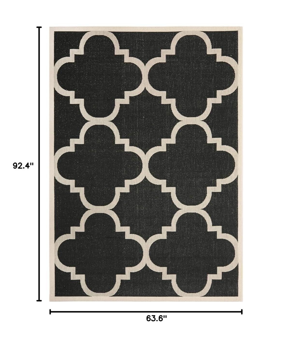 Courtyard CY6243 Power Loomed Indoor and Outdoor Area Rug - Black/Beige - 5'3"x7'7" - Safavieh
