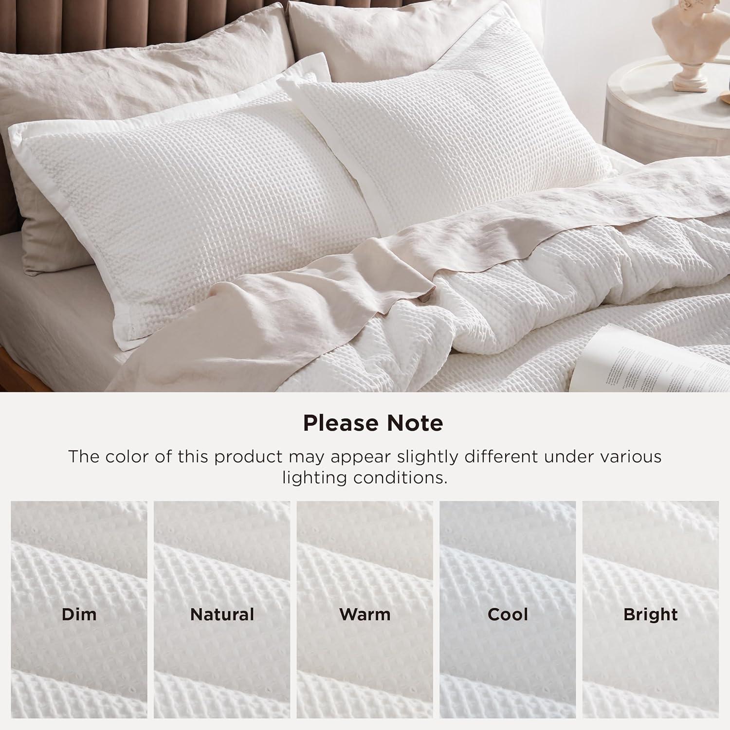 Bedsure Bedsure Cotton Duvet Cover Set - 100% Cotton Waffle Weave Coconut Duvet Cover