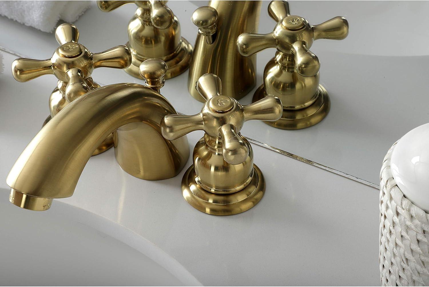 Kingston Brass Victorian Two-Handle 3-Hole Deck Mount Mini-Widespread Bathroom Faucet with Plastic Pop-Up