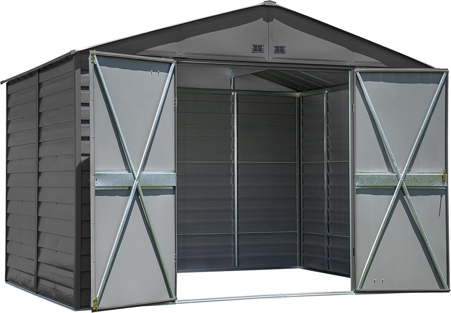 Arrow Select Steel Storage Shed Steel Storage Shed, 10x8, Charcoal