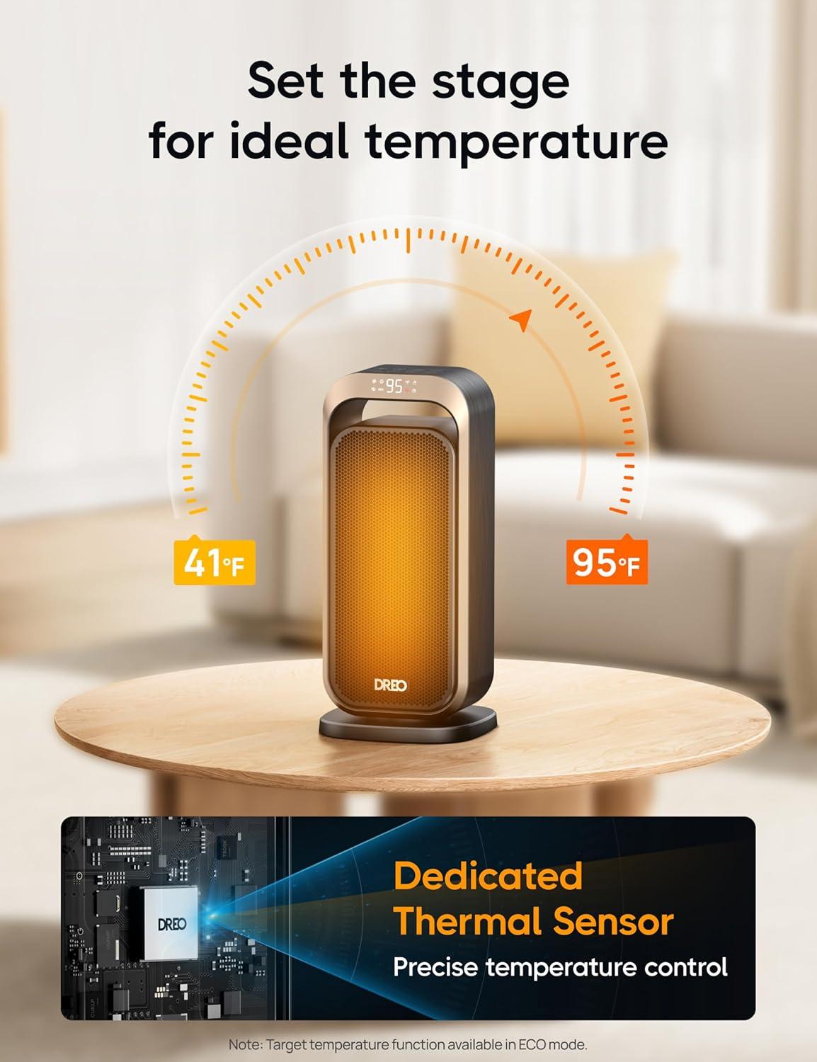 Gold and Black Electric Oscillating Space Heater with Thermostat