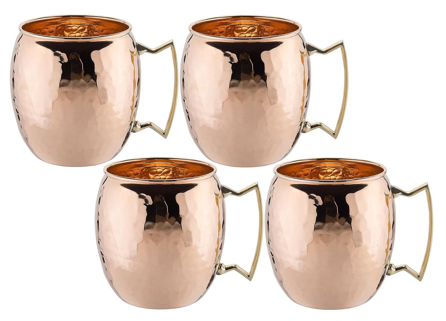 Old Dutch OS429H International, Purveyors of the Original 100% Pure Copper, Unlined Hammered Moscow Mule Mug, 16-Ounce, Set of 4