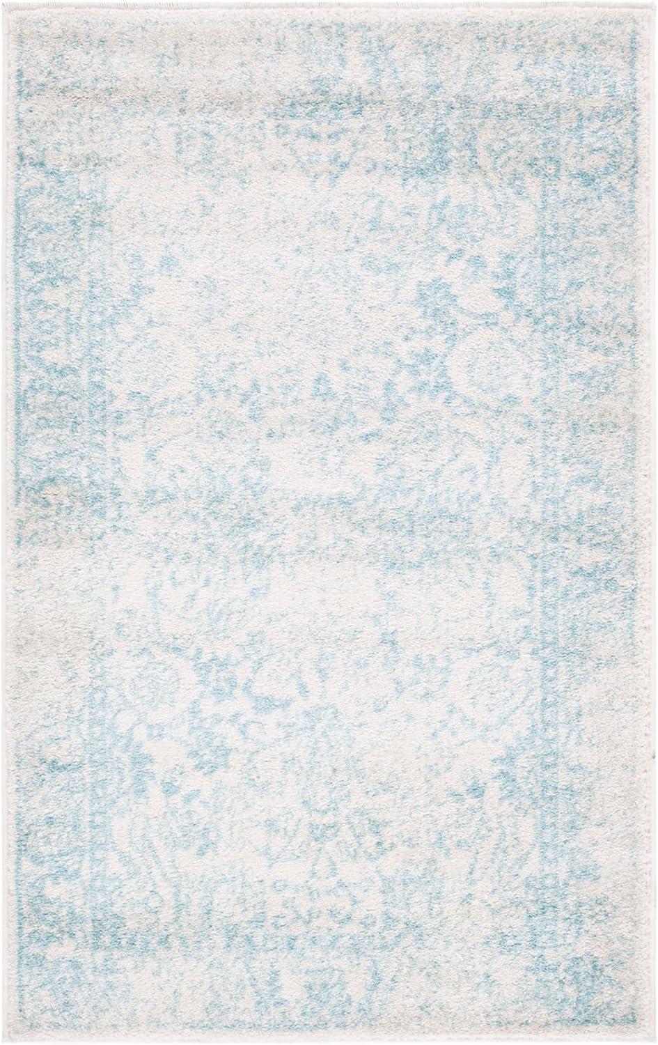SAFAVIEH Adirondack Wyatt Traditional Distressed Area Rug, Ivory/Light Blue, 3' x 5'