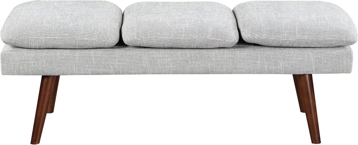 Amanda 54" Gray Fabric Mid-Century Upholstered Bench