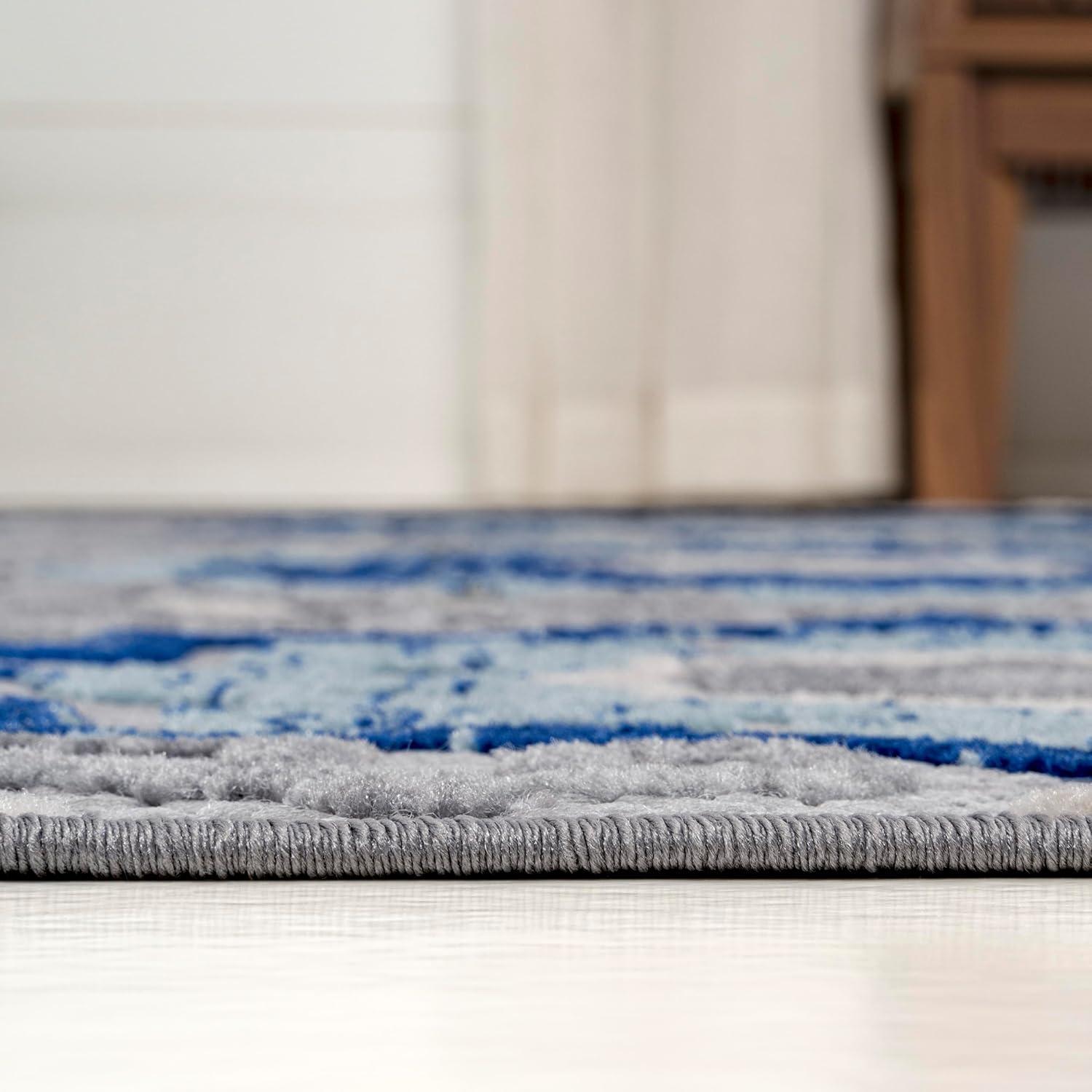 5'x8' Mediterranean Medallion Indoor/Outdoor Area Rug, Blue/Gray - JONATHAN Y