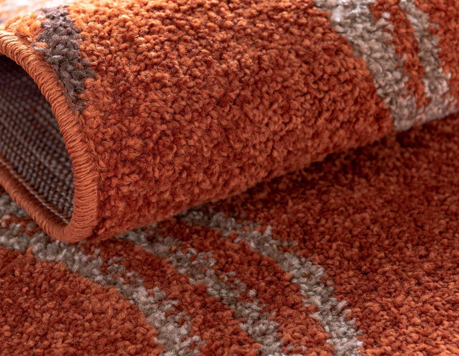 Terracotta Abstract Stain-Resistant Runner Rug