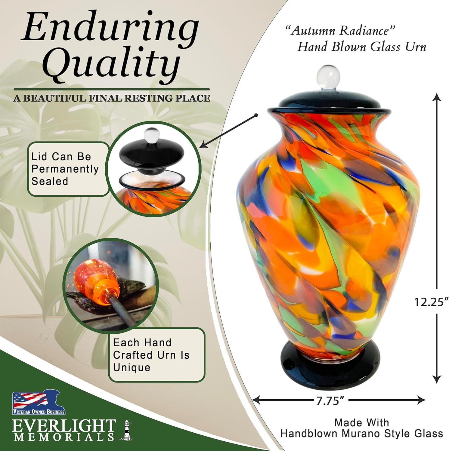Everlight Memorials Autumn Radiance Hand Blown Glass Cremation Urns for Human Ashes