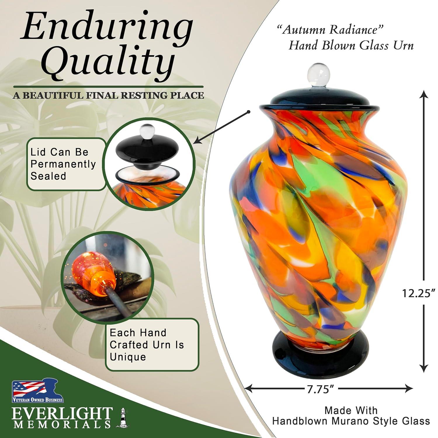 Everlight Memorials Autumn Radiance Hand Blown Glass Cremation Urns for Human Ashes