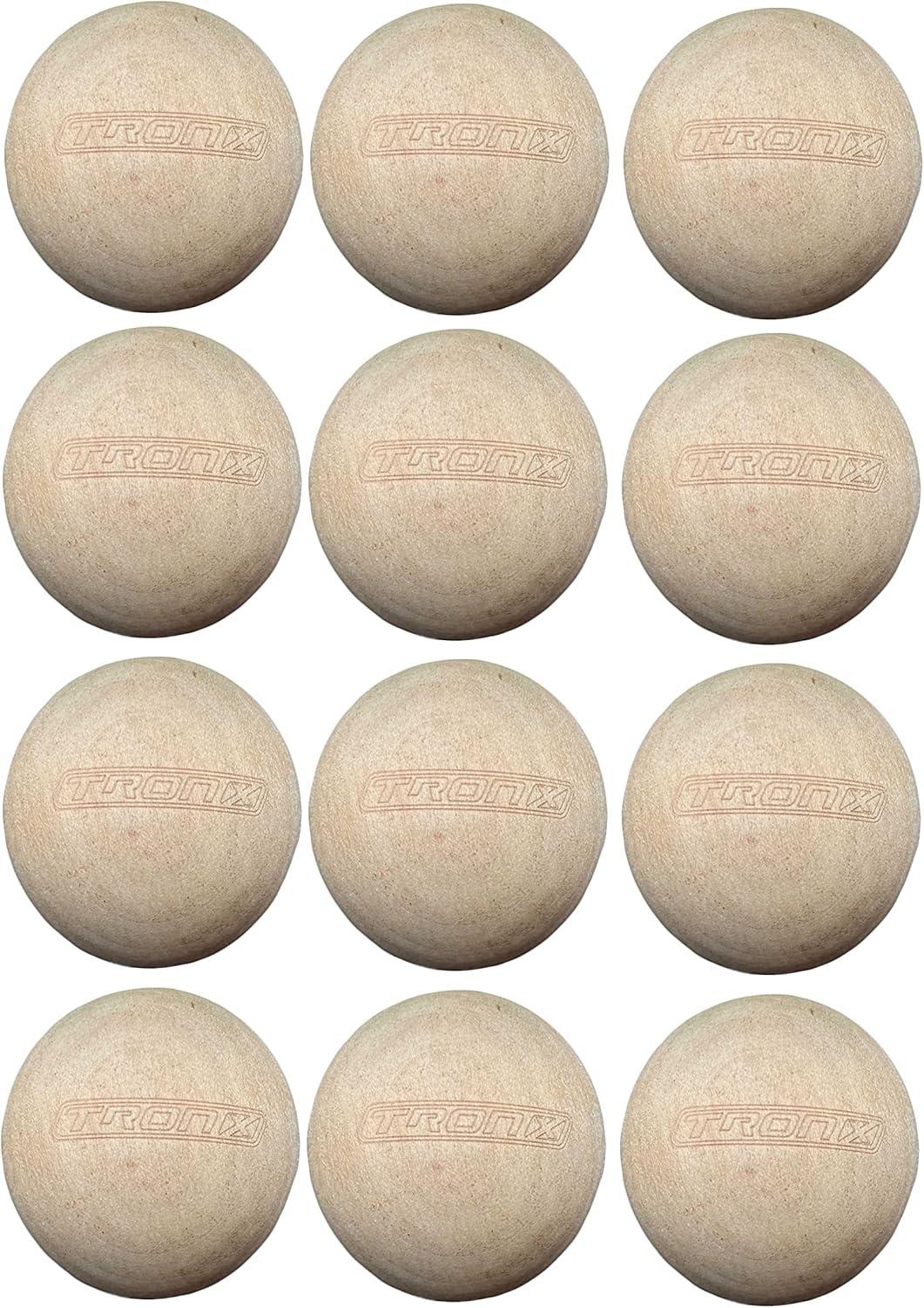 TronX Wood Stickhandling Training Hockey Balls 12-Pack | 2-Inch Diameter | Training Equipment for Floor Dribbling Skills, Dekes & Ball Handling Drills | Swedish Balls