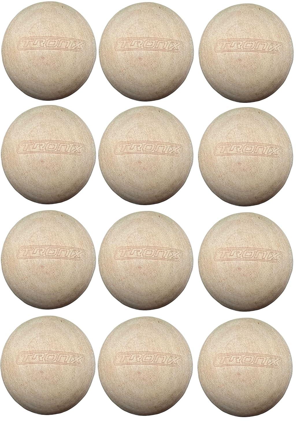 TronX Wood Stickhandling Training Hockey Balls 12-Pack | 2-Inch Diameter | Training Equipment for Floor Dribbling Skills, Dekes & Ball Handling Drills | Swedish Balls