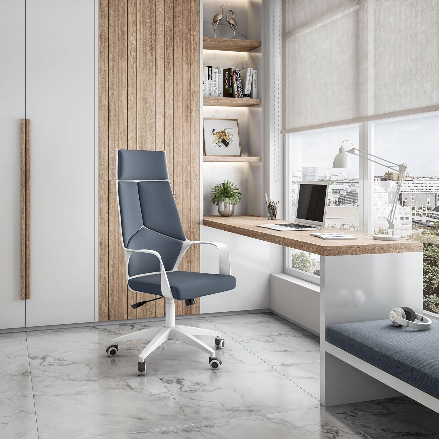 Modern Studio Office Chair Gray/White - Techni Mobili: Swivel, Adjustable, Ergonomic with Nylon Base