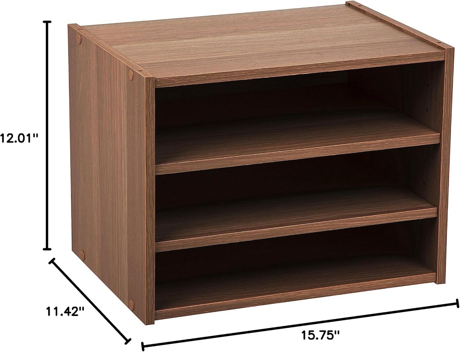 IRIS USA TACHI Modular Wood Stacking Storage Box with Shelf