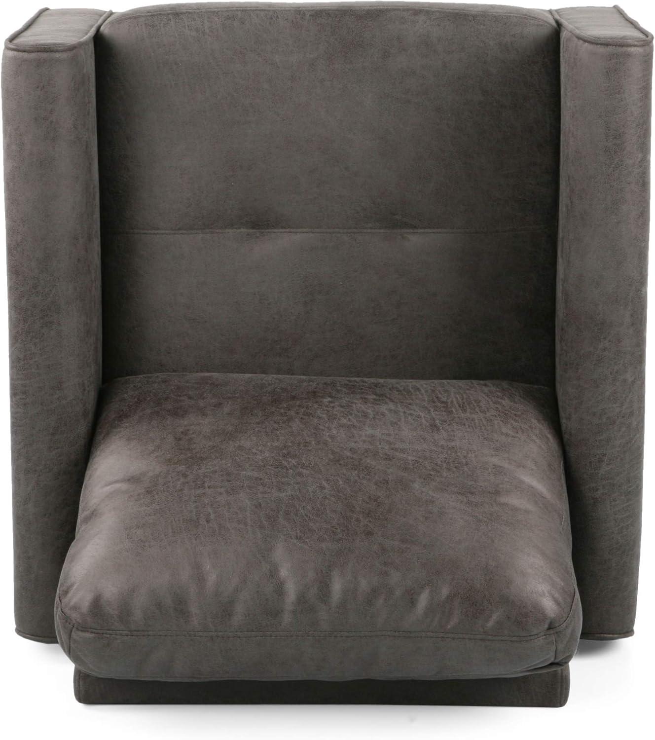 Slate Gray Plush Microfiber Low Profile Contemporary Club Chair