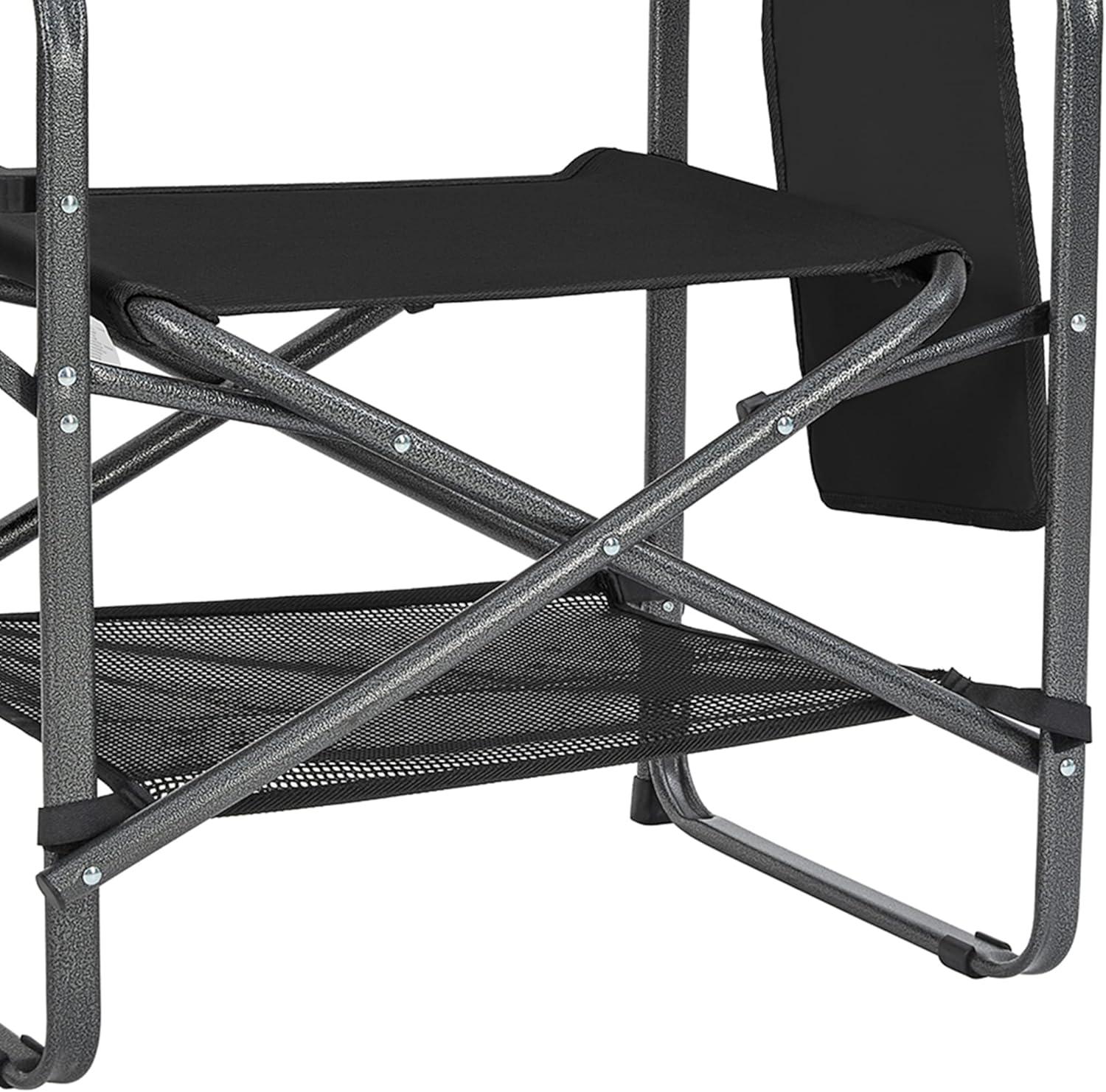 KingCamp KingCamp Outdoor Folding Director Chair w/ Side Table Bottom Mesh Storage, Black