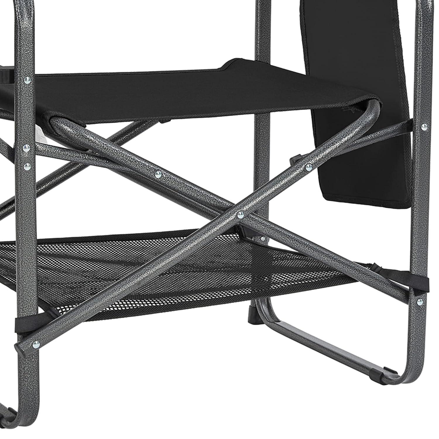 KingCamp KingCamp Outdoor Folding Director Chair w/ Side Table Bottom Mesh Storage, Black
