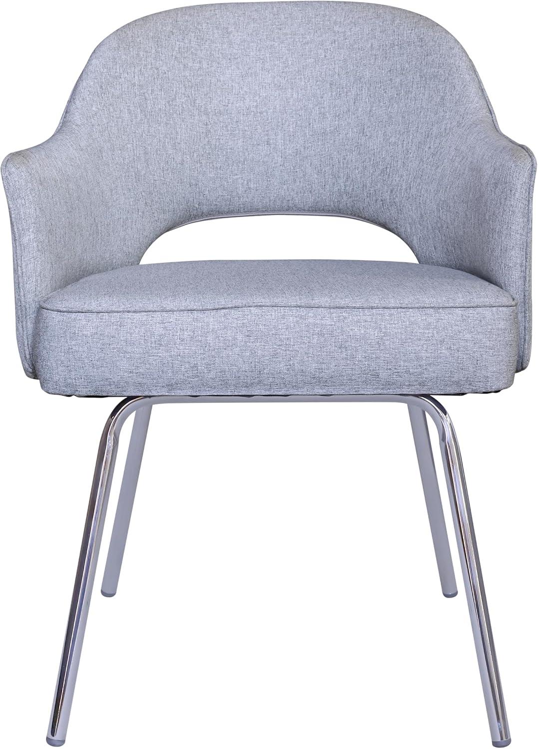 Guest Chair Gray Linen - Boss Office Products: Chrome Base, Mid-Century Modern, 275lbs Capacity