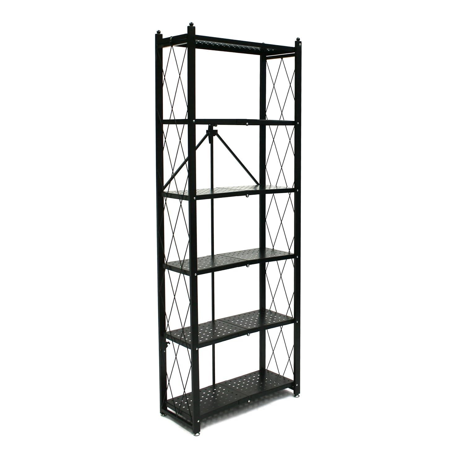 Origami Foldable 6-Shelf Classic Stamped Steel Bookcase