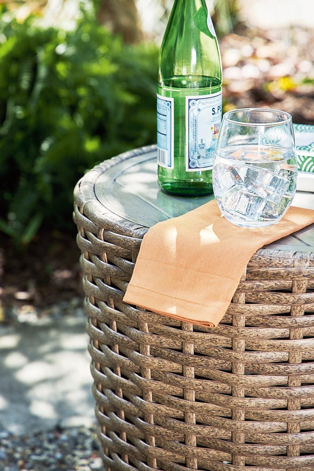Signature Design by Ashley Sandy Bloom Casual Outdoor End Table, Light Brown