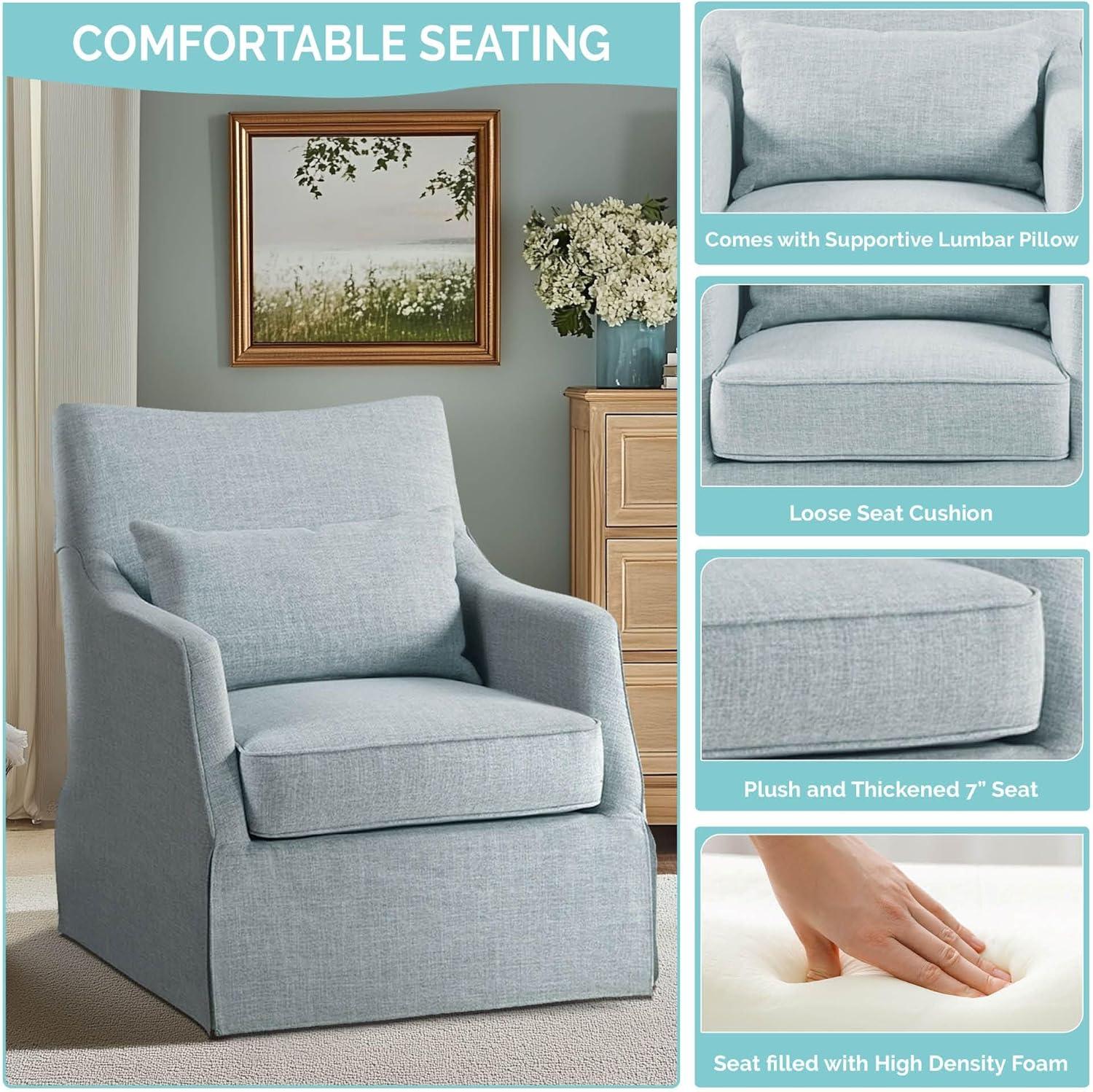 Martha Stewart London 360°Swivel Armchair with Lumbar Pillow