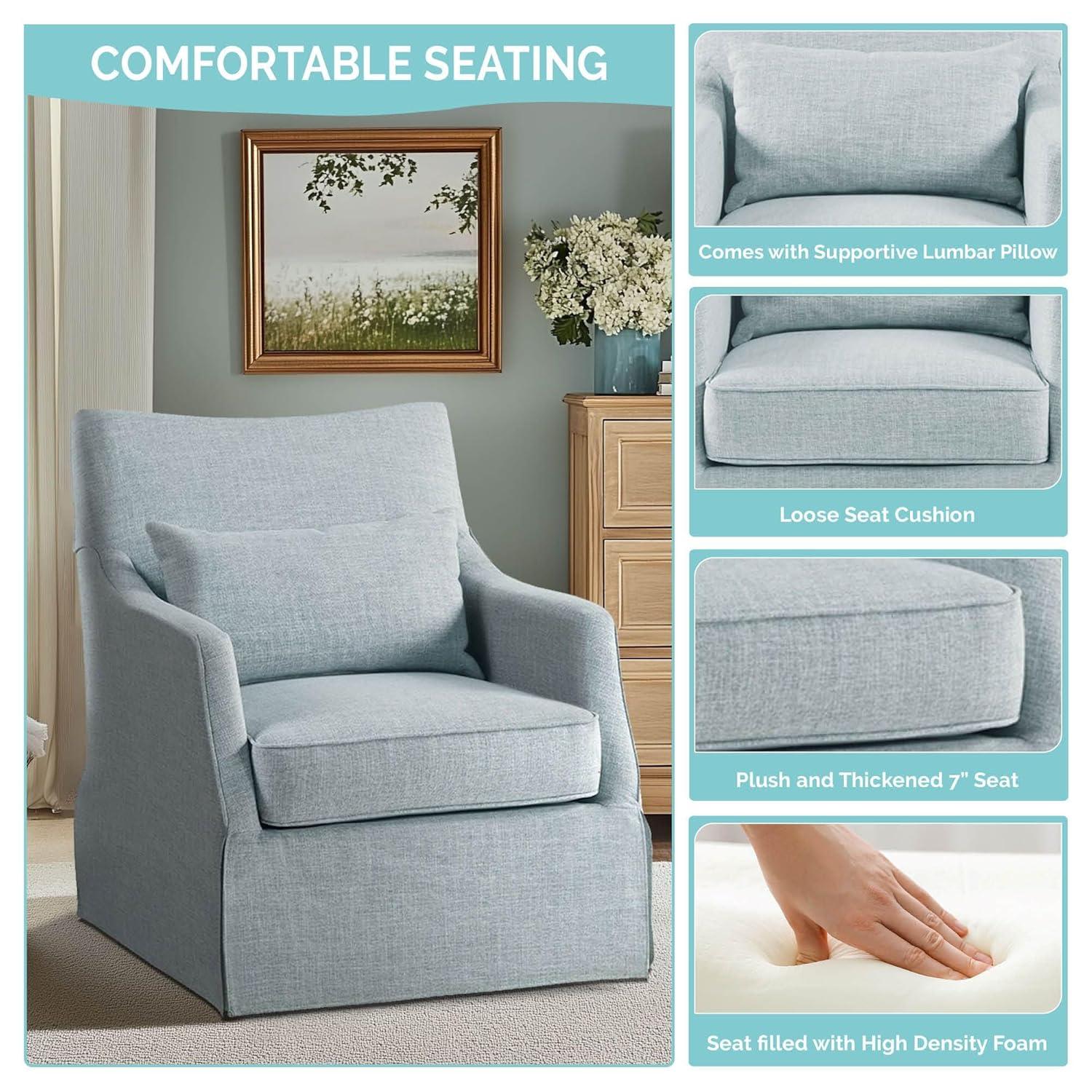 Martha Stewart London 360°Swivel Armchair with Lumbar Pillow