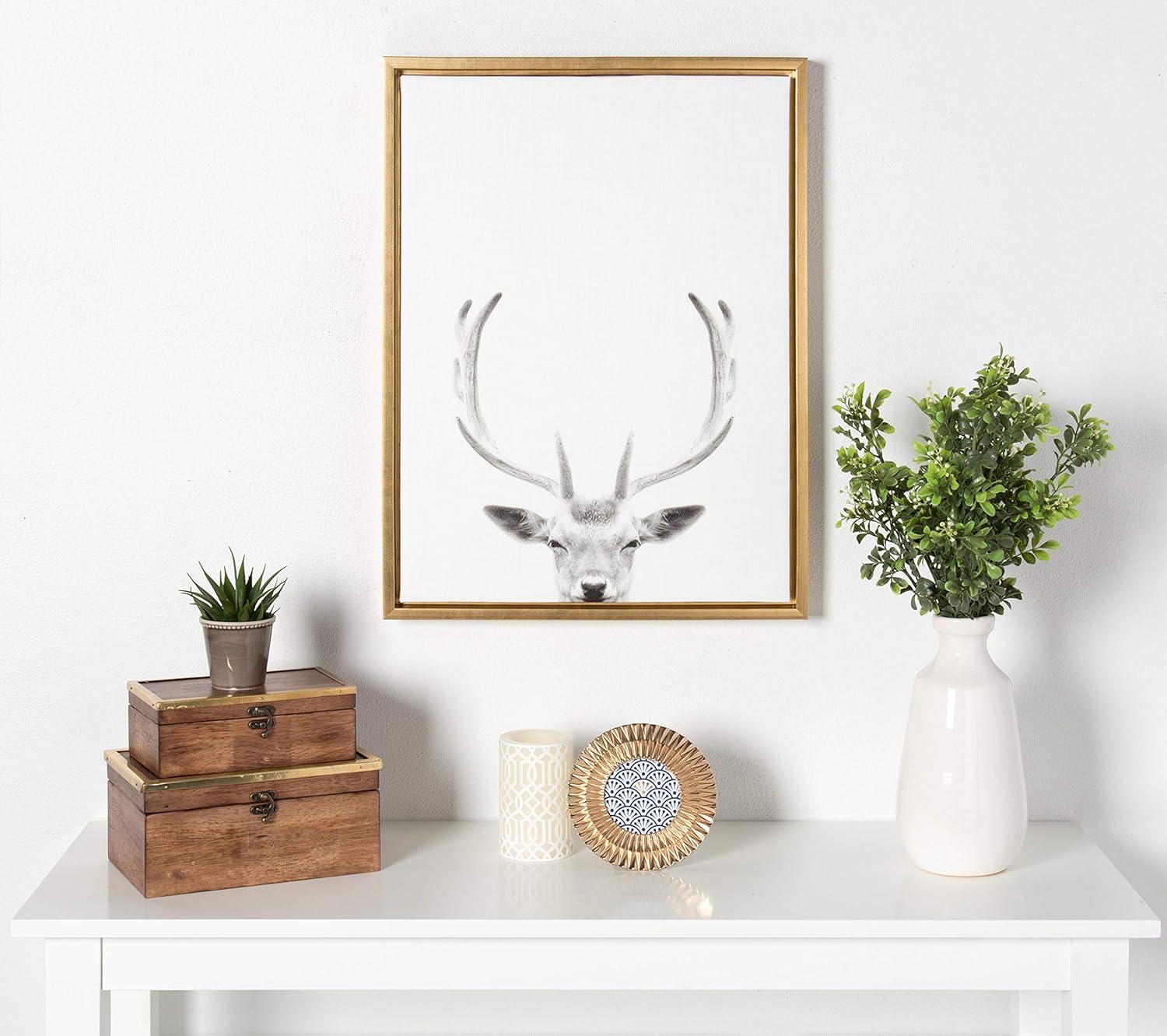 Kate & Laurel All Things Decor Sylvie Deer Framed Canvas Wall Art by Simon Te of Tai Prints