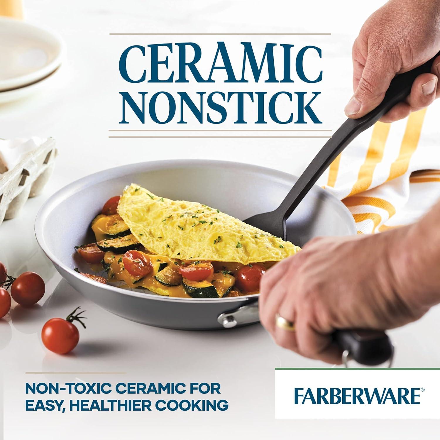 Farberware Eco Advantage Ceramic Nonstick Cookware Pots and Pans Set with Cooking Tools, 13 Piece