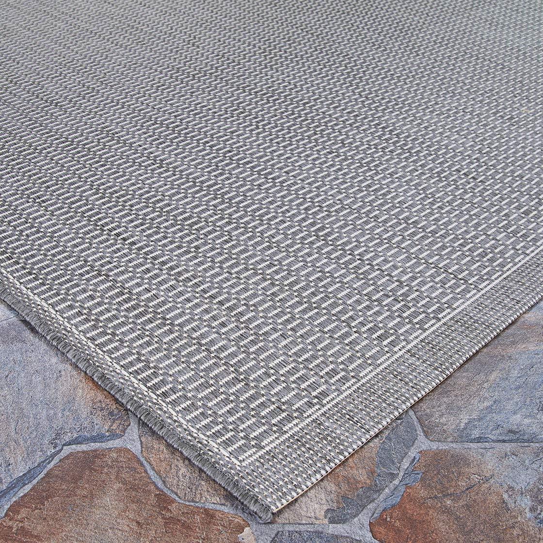 Couristan Recife Saddle Stitch Indoor /Outdoor Area Rug, Grey- White, 7'6" x 10'9"