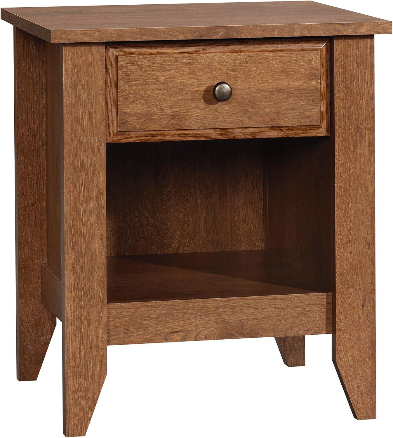 Shoal Creek Nightstand Oiled Oak - Sauder: Bedside Table with Storage Shelf, MDF & Particle Board