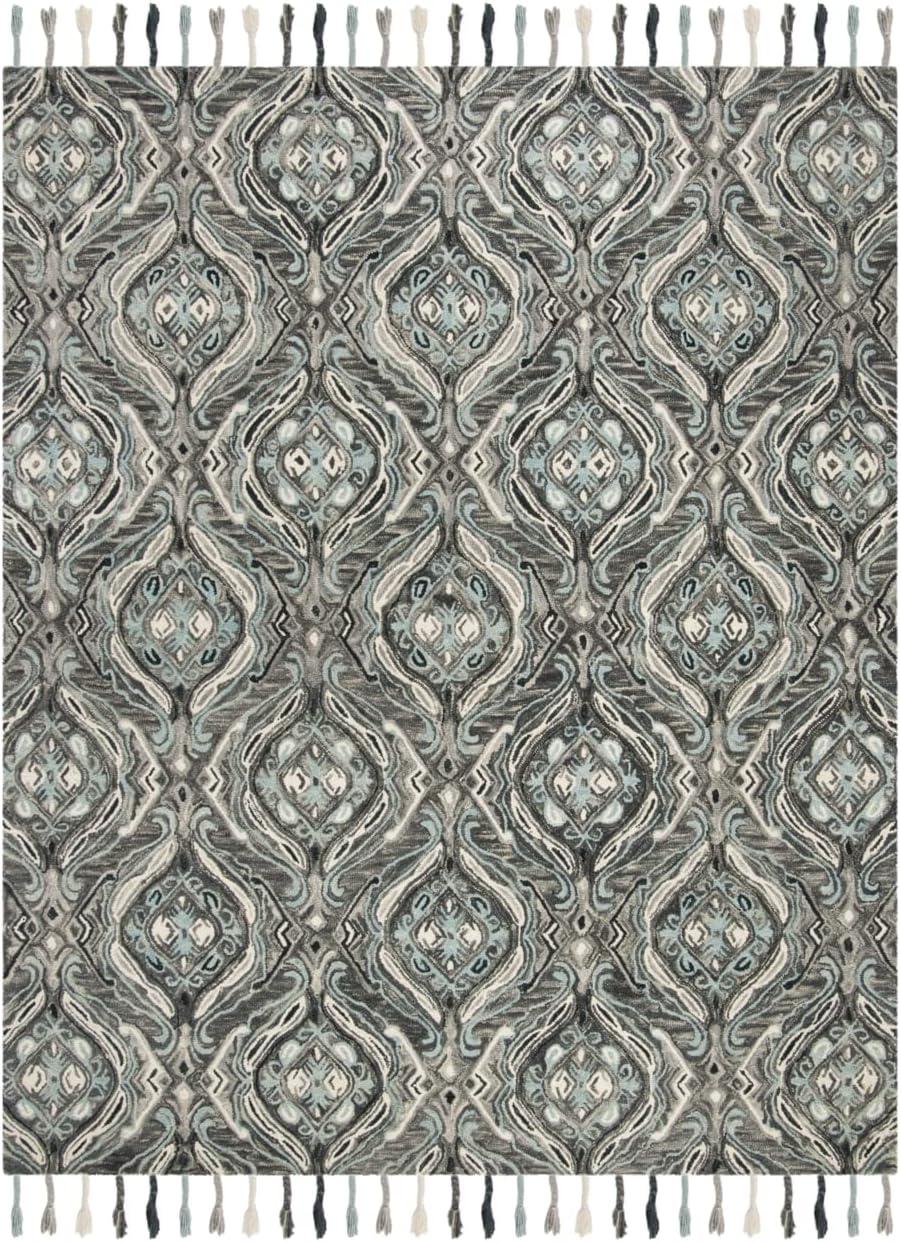 Hand-Knotted Gray Wool 8' x 10' Boho Area Rug