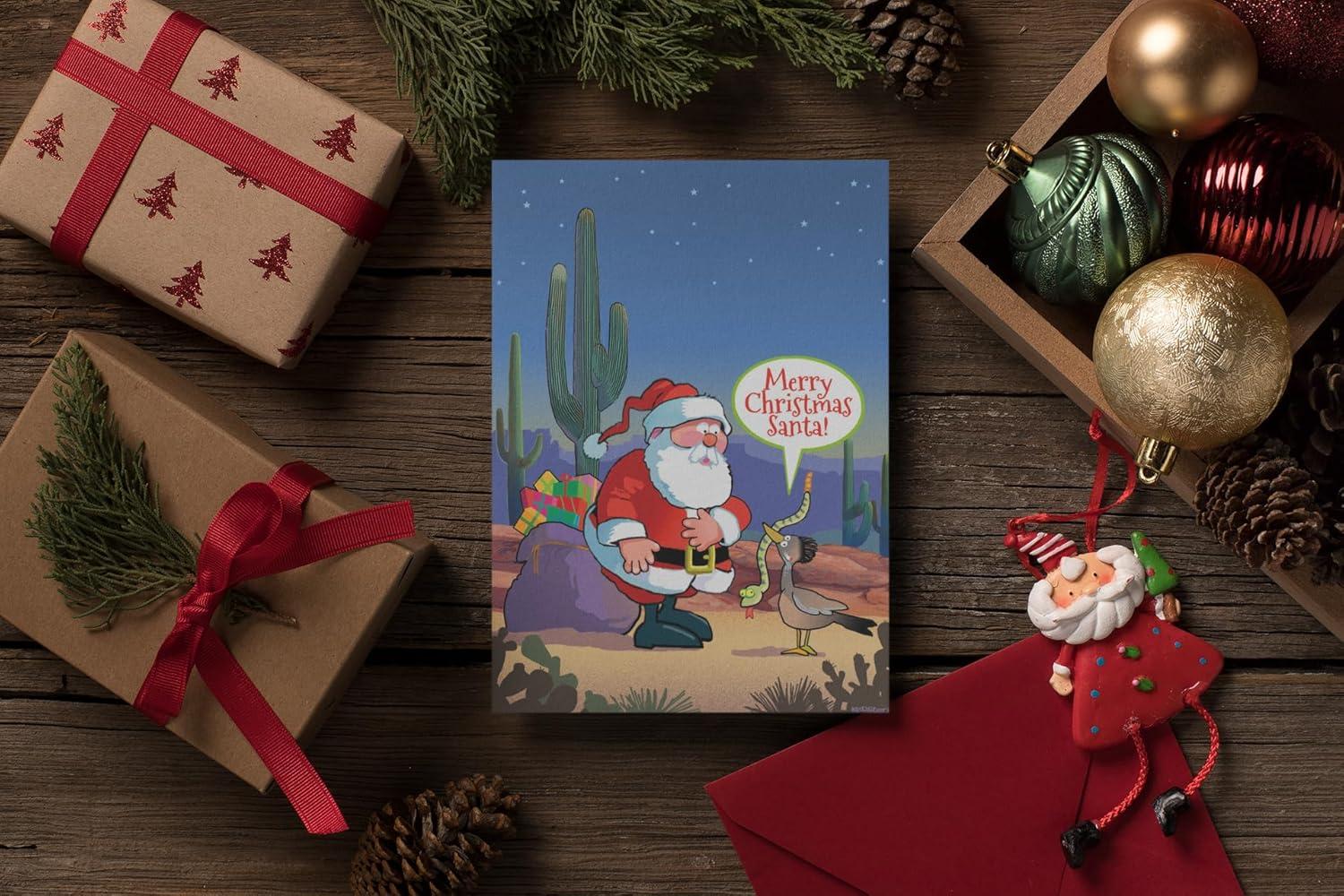 Funny Santa Western Christmas Card with Envelopes