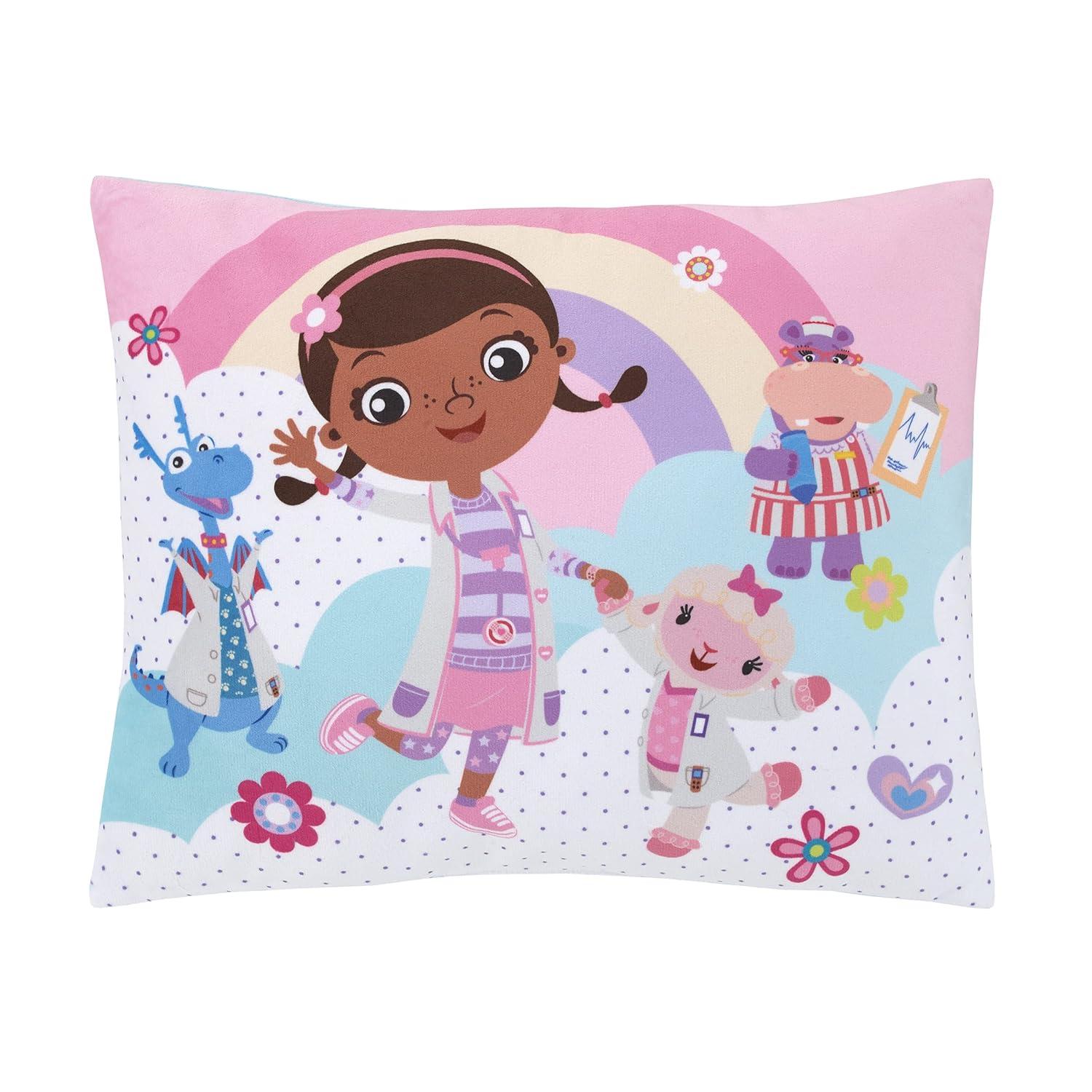 Disney NoJo Disney Doc McStuffins Cuddle Team Rainbows and Clouds Super Soft Toddler Pillow