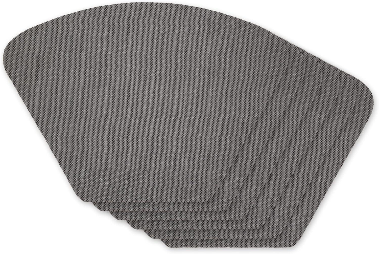 Gray Solid Round Polyester Table Placemat (Set of 6)