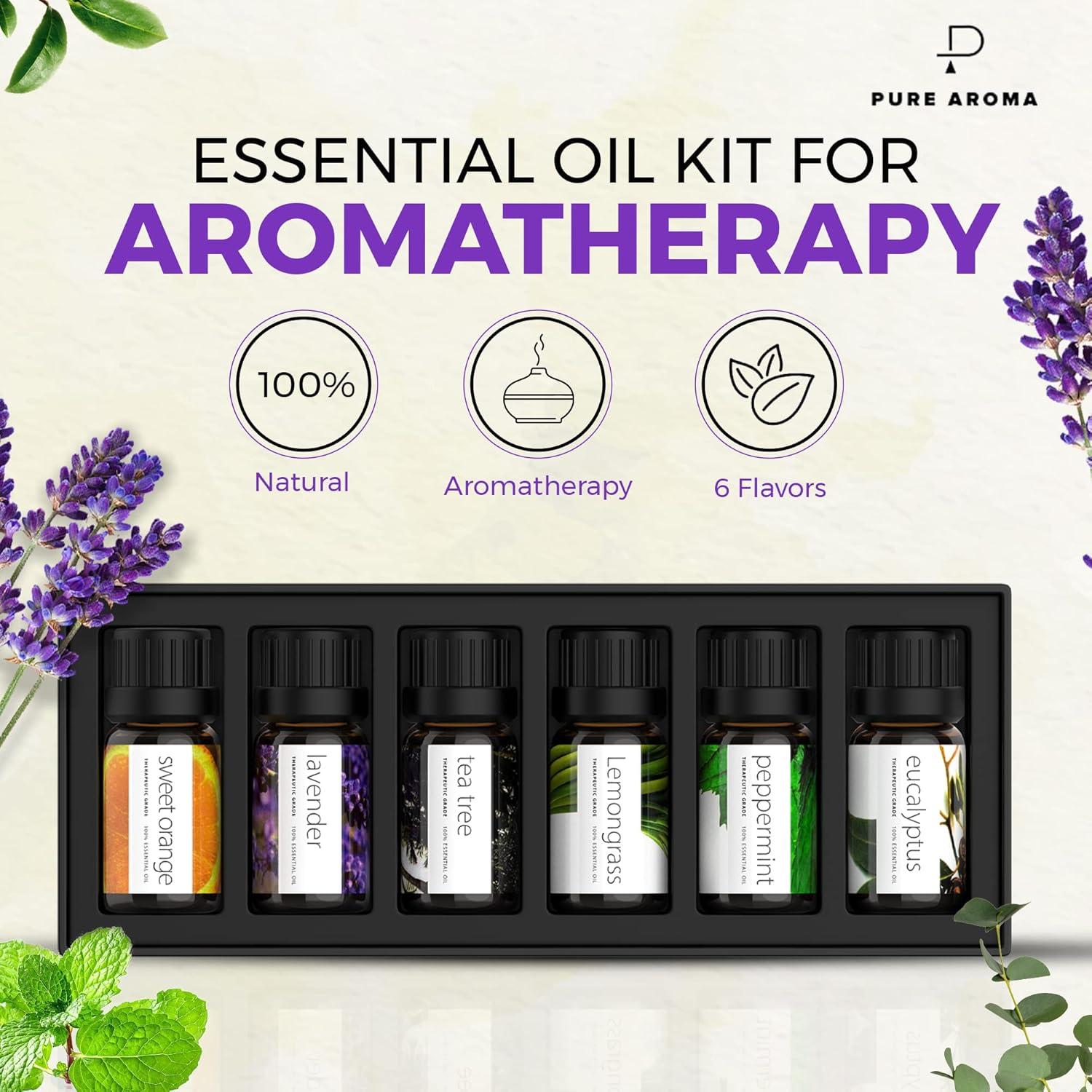 Pure Aroma 6-Pack Multi-Scent Essential Oil Set