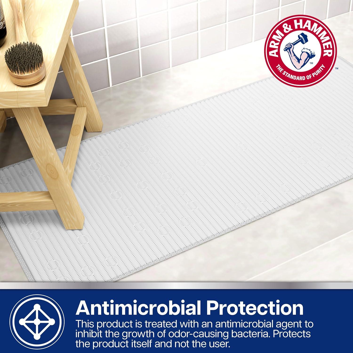 Arm & Hammer Comfort Touch Performance Foam Non-Slip Bath Mat for Showers and Tubs, 17 x 40, White