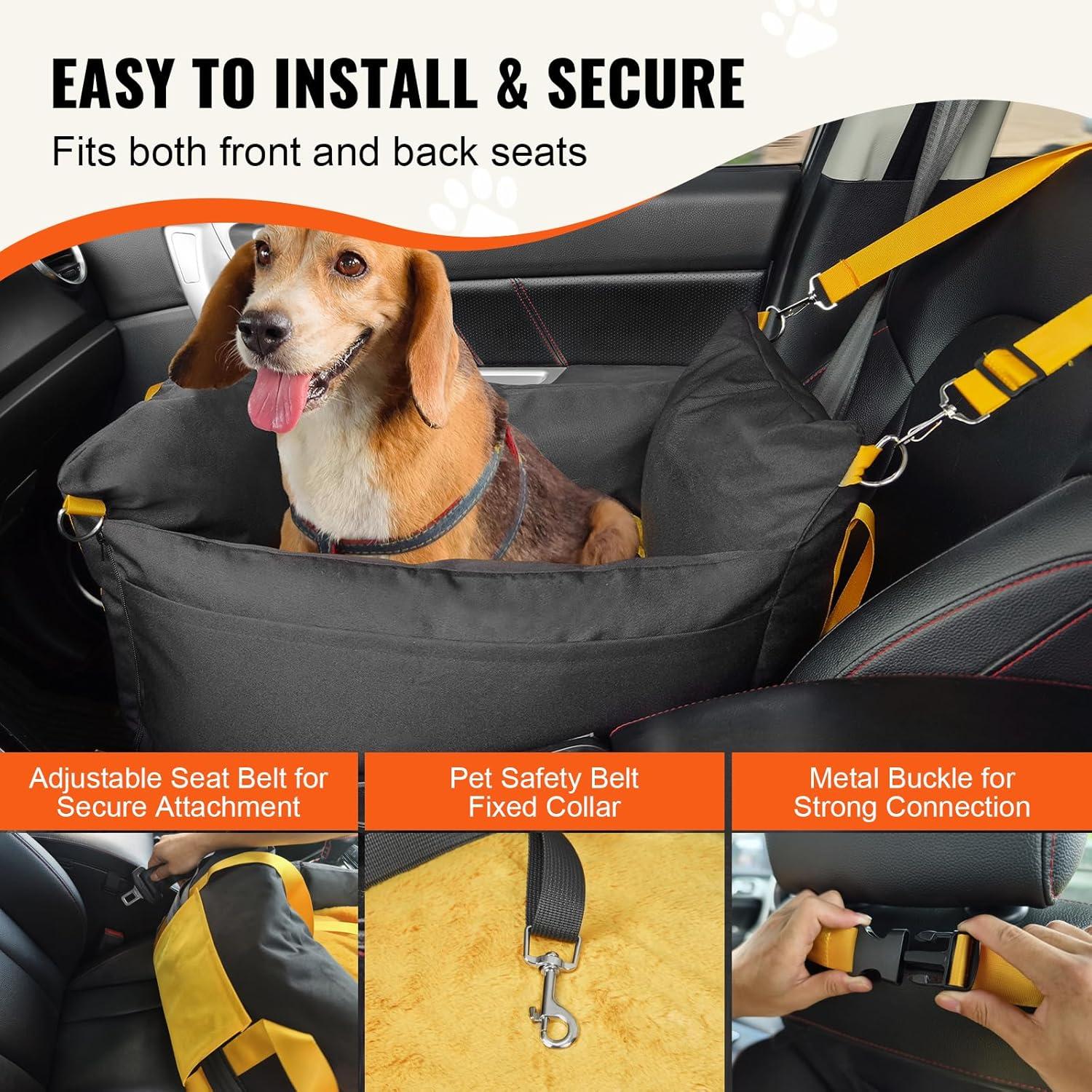 Black Soft-Sided Dog Carrier with Safety Leash and Pocket