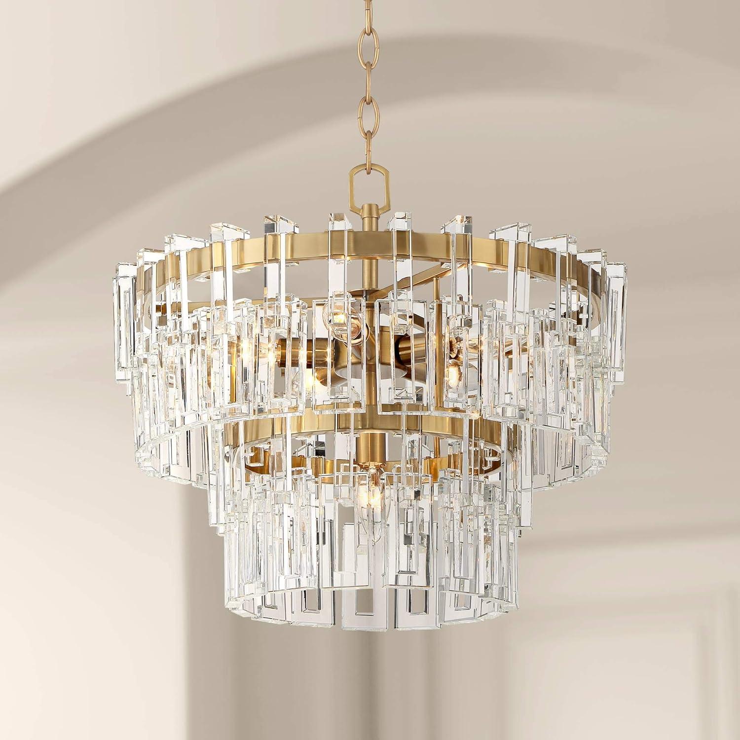 Vienna Full Spectrum Luxum Burnished Brass Chandelier 18 3/4" Wide Modern Tiered Crystal 6-Light Fixture for Dining Room House Foyer Kitchen Island