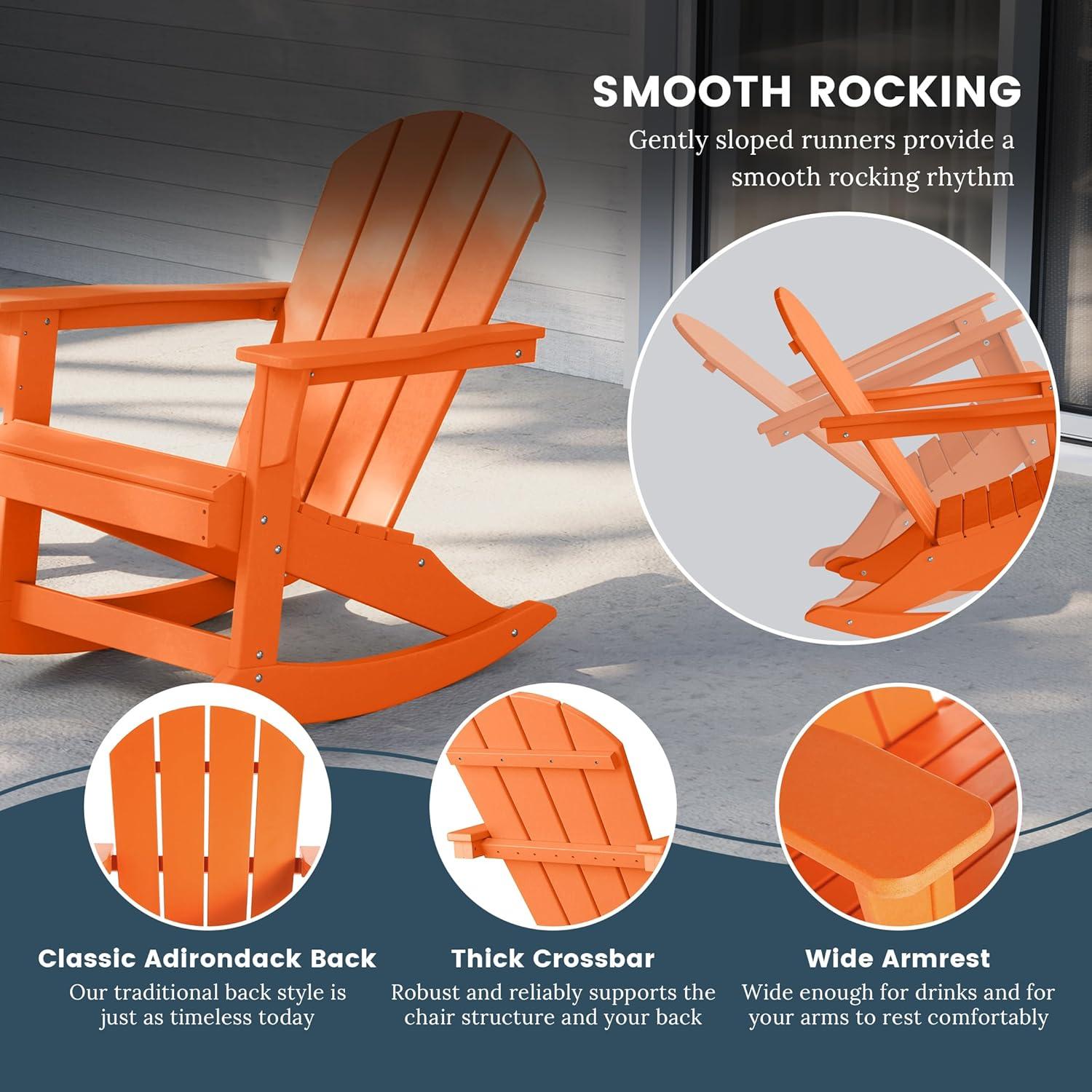 Polytrends Laguna Hdpe All Weather Outdoor Patio Rocking Chair (Set of 2) Orange